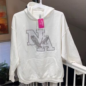 🔥NWT🔥 Gildan Label Adult Unisex White Muted Logo Graphic Hoodie  Size 2XL